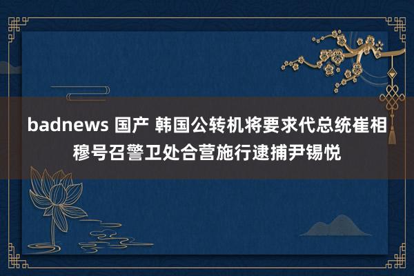 badnews 国产 韩国公转机将要求代总统崔相穆号召警卫处合营施行逮捕尹锡悦